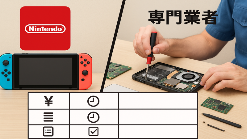 3.スイッチ修理の料金・時間・対応内容比較【任天堂vs専門業者】